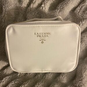 PRADA WHITE SMALL COSMETIC BAG!